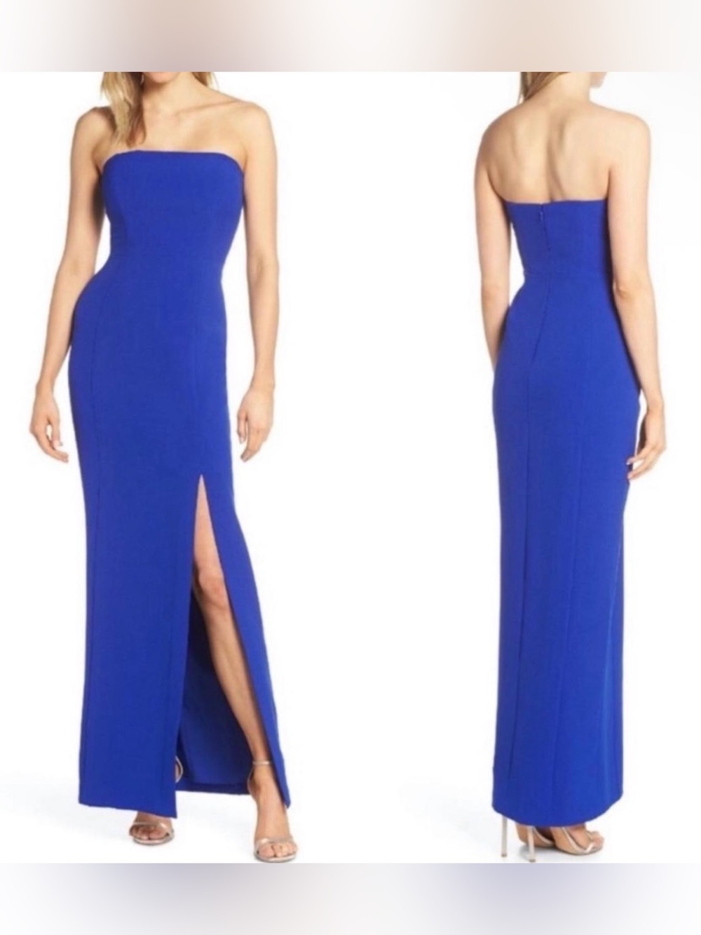 Eliza J Strapless Cobalt Blue Evening Gown